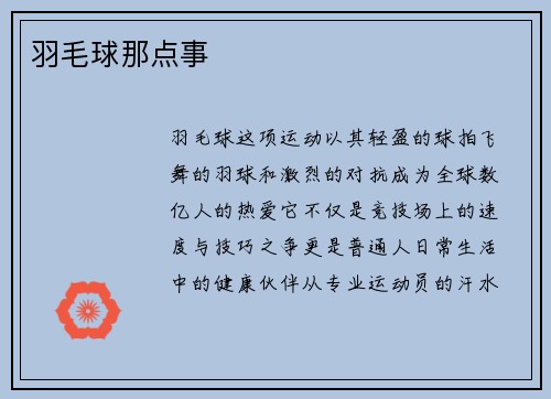 羽毛球那点事